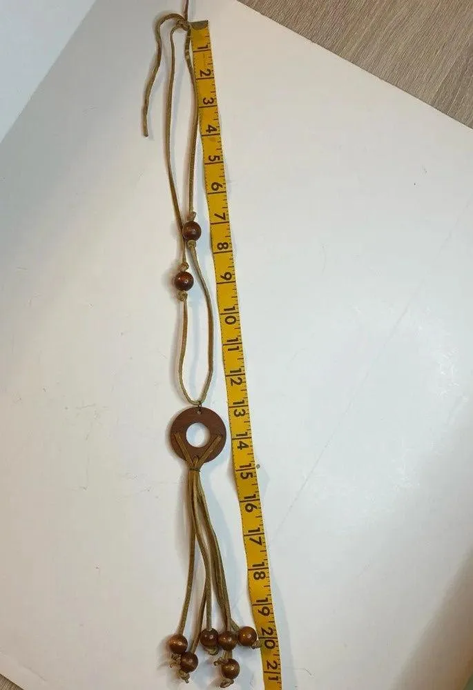 Vintage 70s Wooden Necklace Brown - Image 7