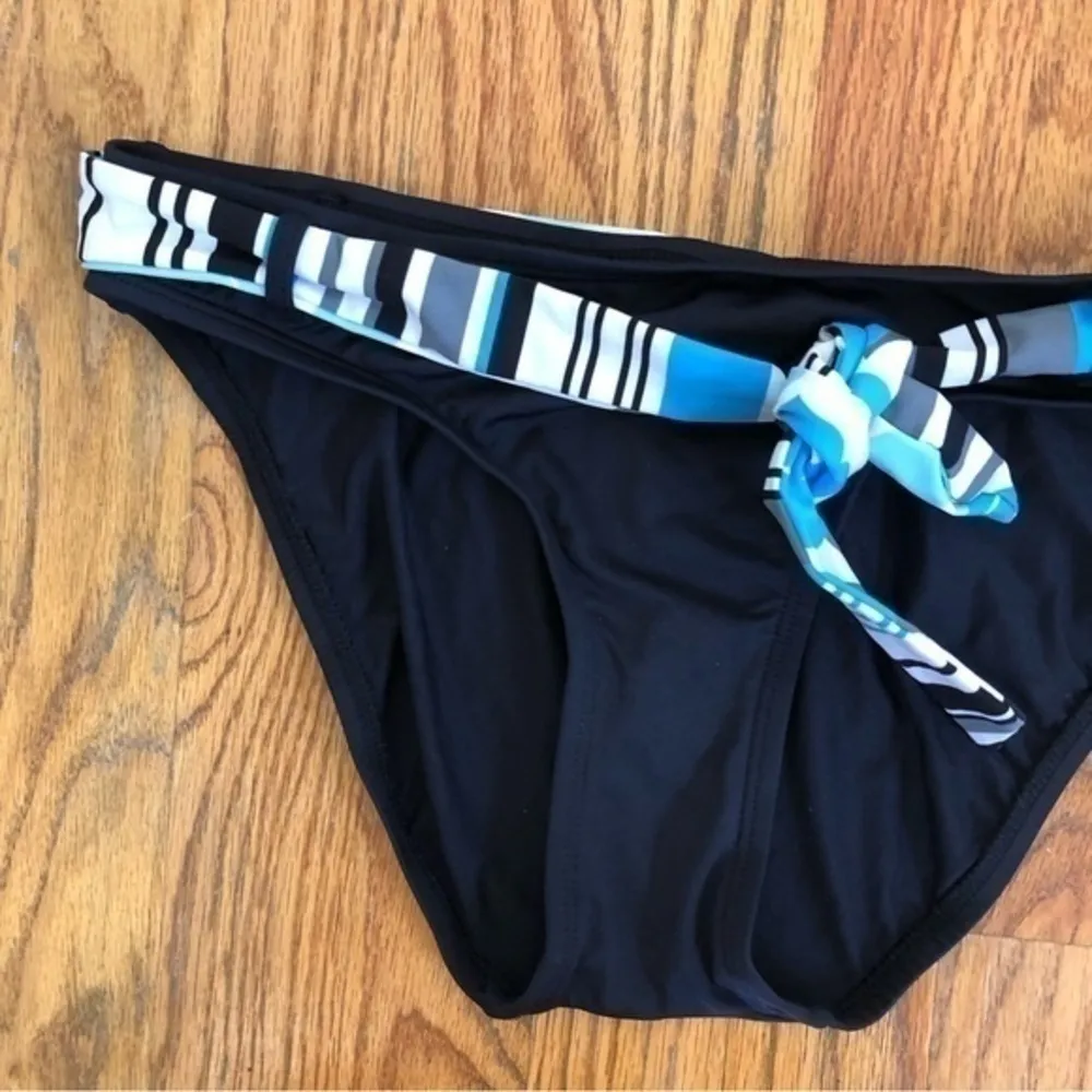 NEW NWT JAG JEANS Solid Black Blue White Belted Stripe Y2K Bikini BOTTOM Small S - Image 3