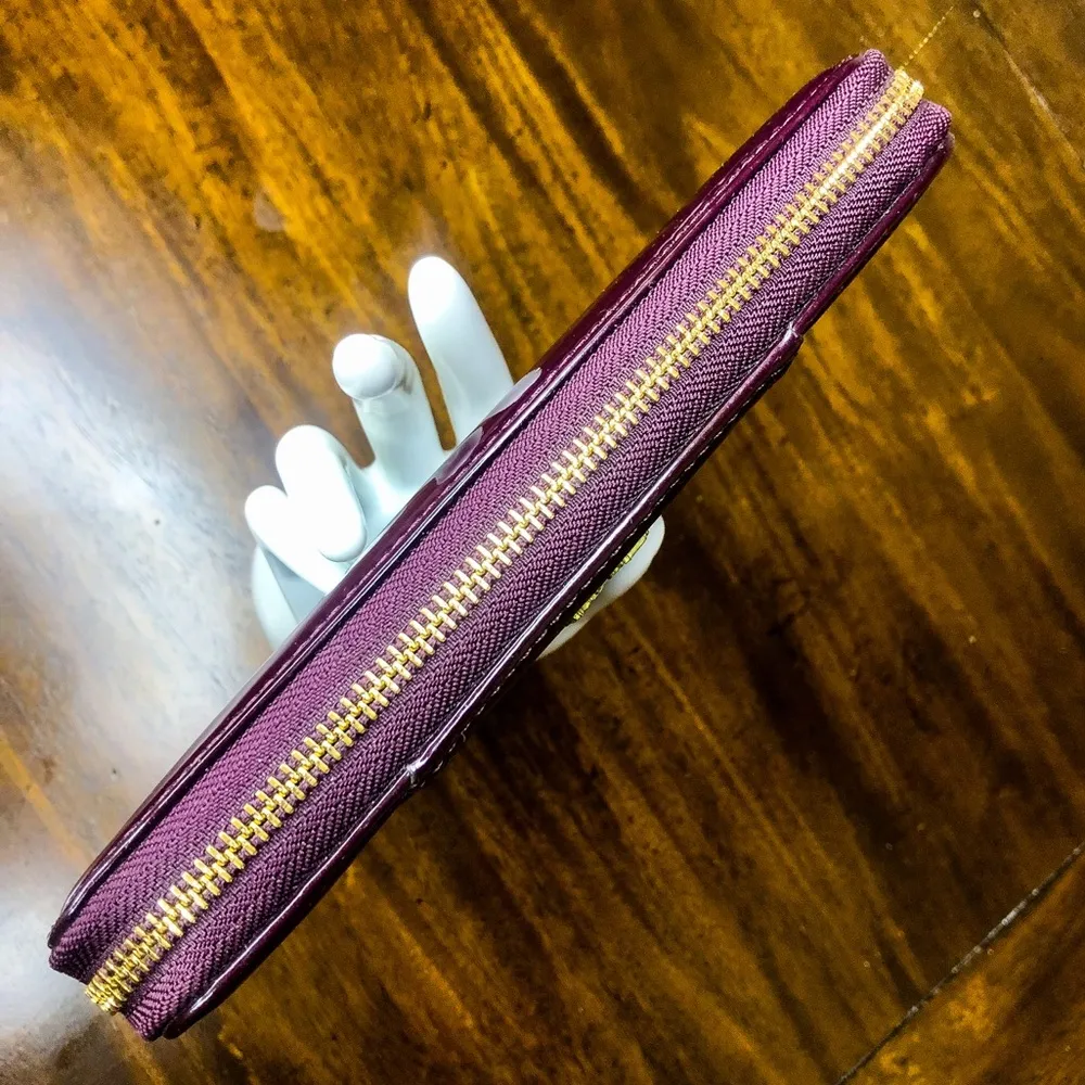 COACH Purple Patent Leather Full Zip Continental Wallet with Interior Coin Purse - Image 6