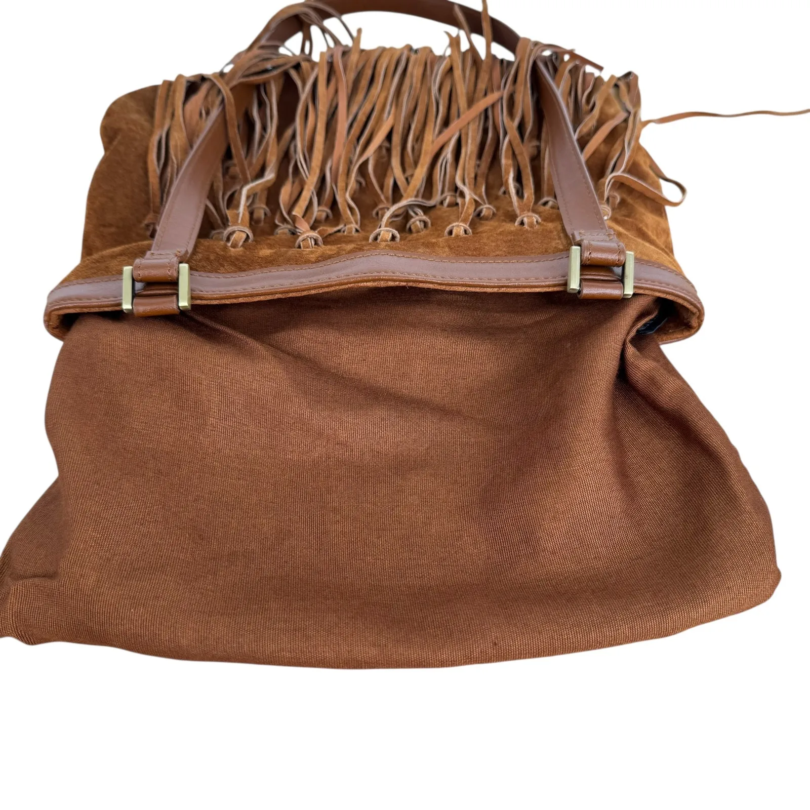 Express purse suede leather fringe shoulder bag boho cottagecore festival brown - Image 8