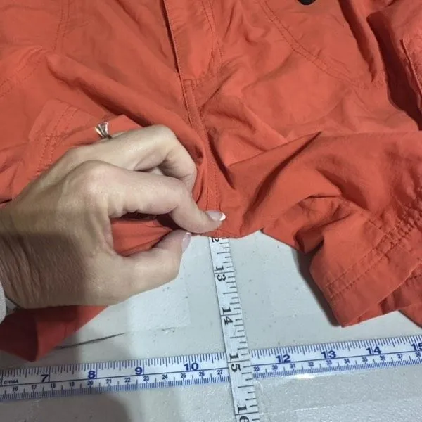 Vintage Columbia Women’s Utility Nylon Cargo Shorts Size L‎ Attached Belt Orange - Image 9
