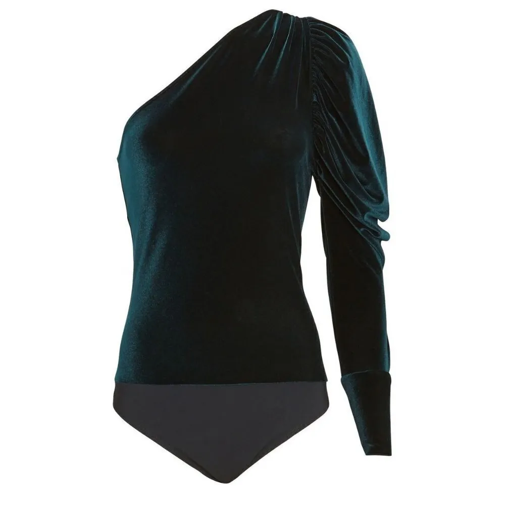 ALIX NYC Dakota Velvet Bodysuit in Jasper Large New Womens Top Blouse Blue - Image 12