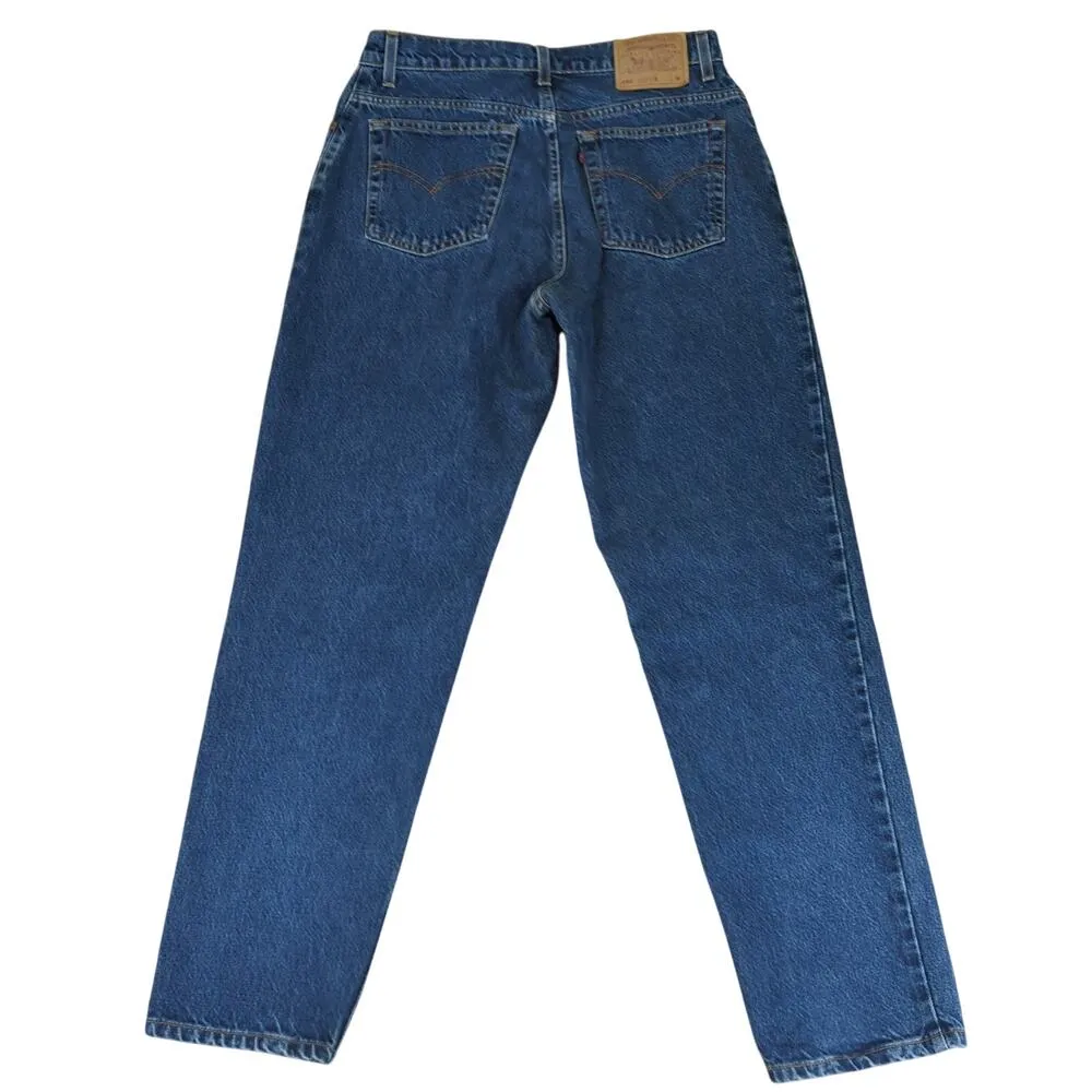 Vintage 90s Levi's 550 Relaxed Fit Tapered Leg Jeans Dark Rigid Denim Women's 14 - Image 2