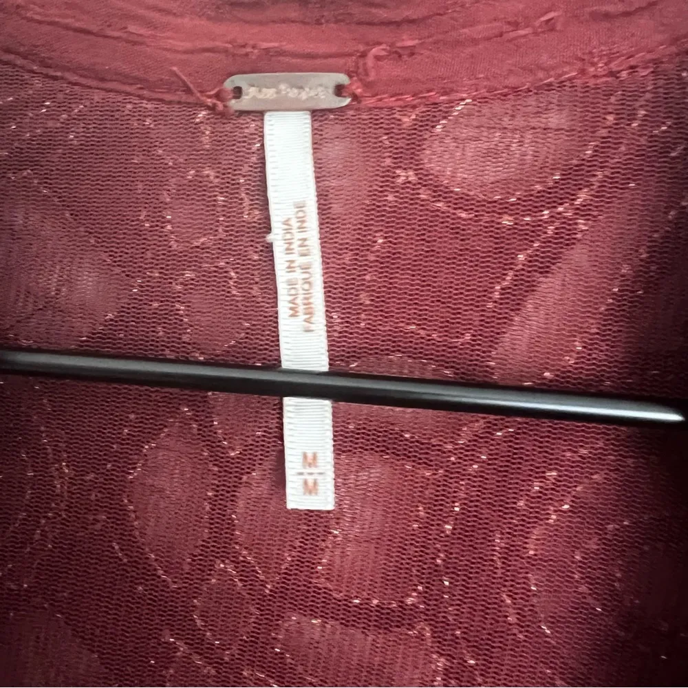 Free People Canyon Rose Embroidered Button Down Tunic Blouse brown oversized M - Image 6