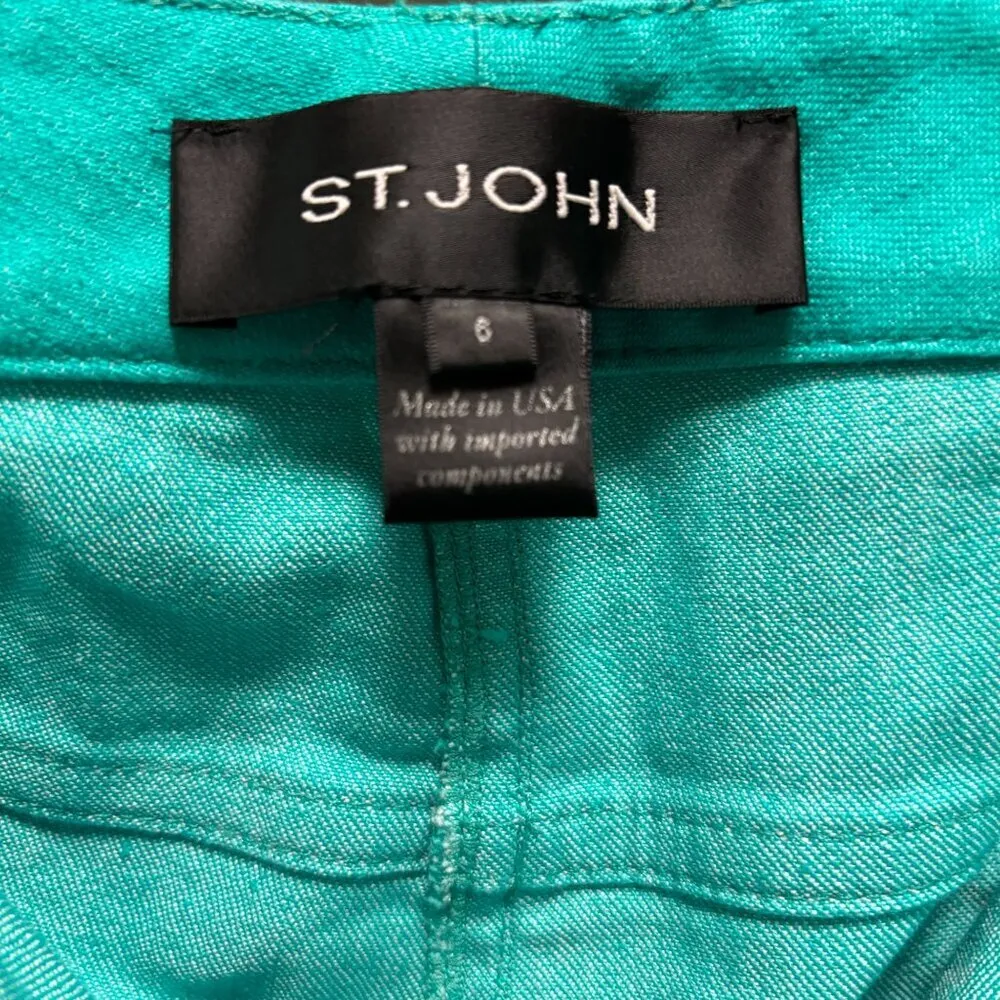 St. John Womens Turquoise Straight Leg Pans Size 6 - Image 4