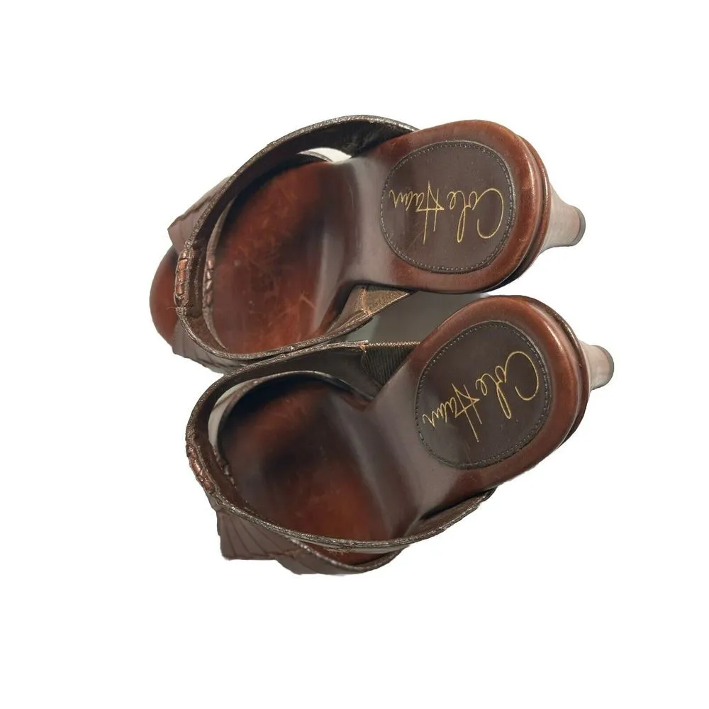 Cole Haan Air Huarache Slide Wedge Sandal Womens Size 6.5B Slip On Leather Carob - Image 3