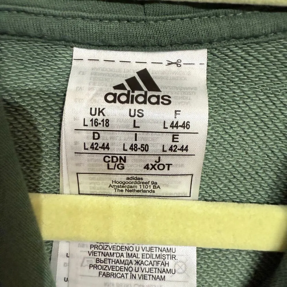 Adidas Green Hooded Sweater Sz L - Image 5
