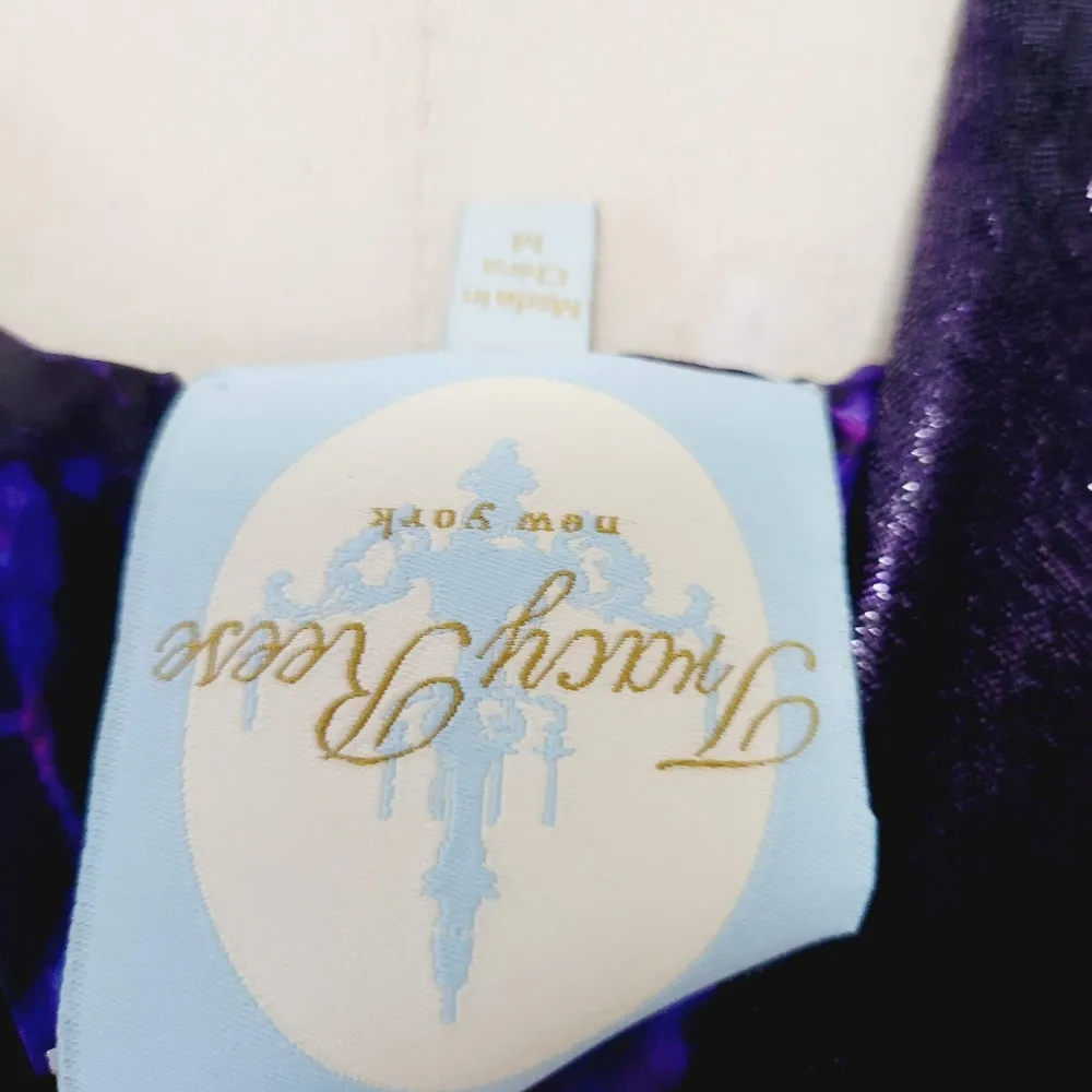 Tracy Reese NY purple metallic jacquard laquer cropped blazer size medium - Image 6