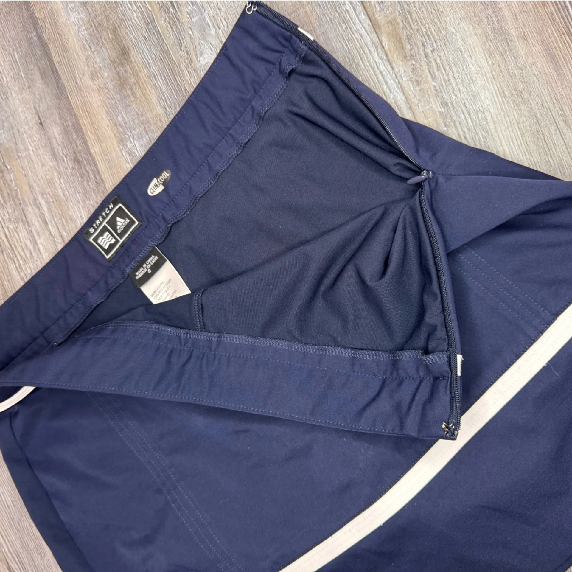 Adidas Womens Skort Skirt Navy Blue White Stretch Clima Cool Tennis Golf Size 4 - Image 3
