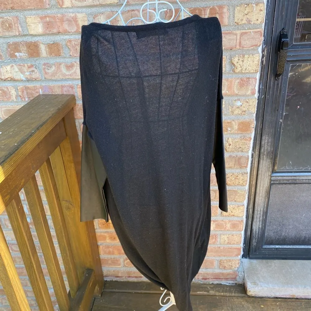 Zara black faux leather elbow open cardigan size medium - Image 6