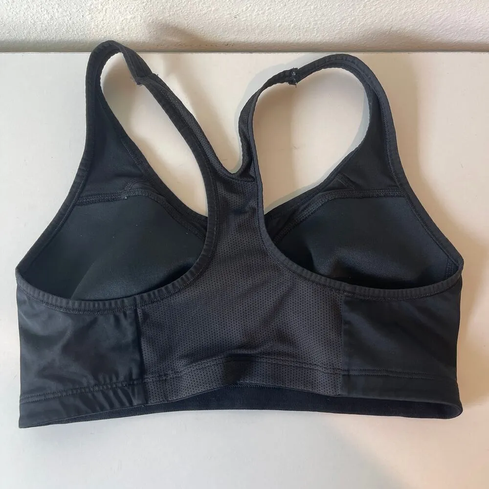 NIKE‎ Sports Bra Size Large Black Swoosh Mesh Breathable Running Walking Sport - Image 3
