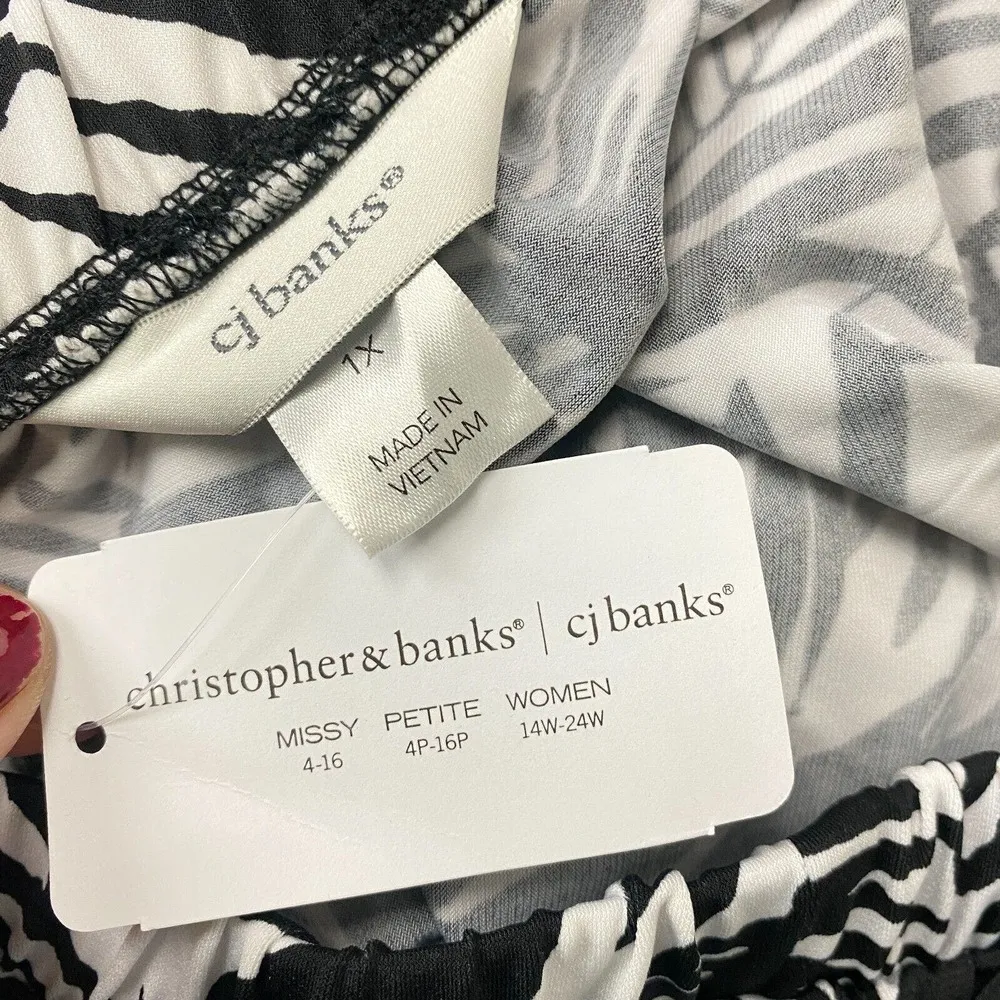 CJ Banks Black White floral Modest Skirt Sz 1X 16/18 Modernist Church - Image 6