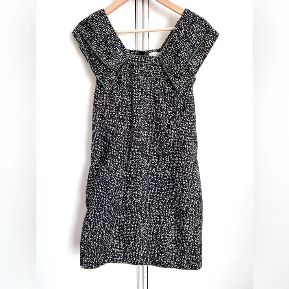 Anthropologie Moulinette Soeurs Cotton Shift Dress Black, Cream & Green Size 2 - Image 3