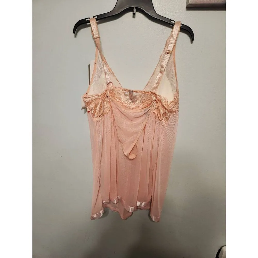 NwT Daisy Fuentes Size 1x Pink  Lace BabyDoll Chemise Slip Nightie - Image 4