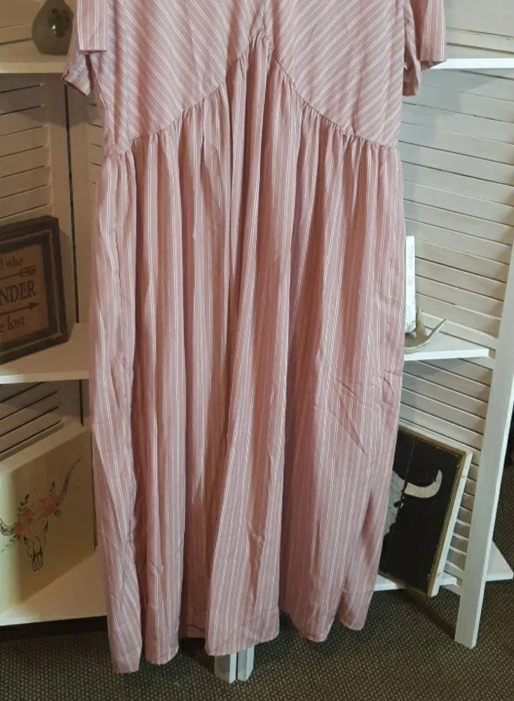 Emery Rose Maxi Dress Dusty Pink and White Stripes Size 3X - Image 2