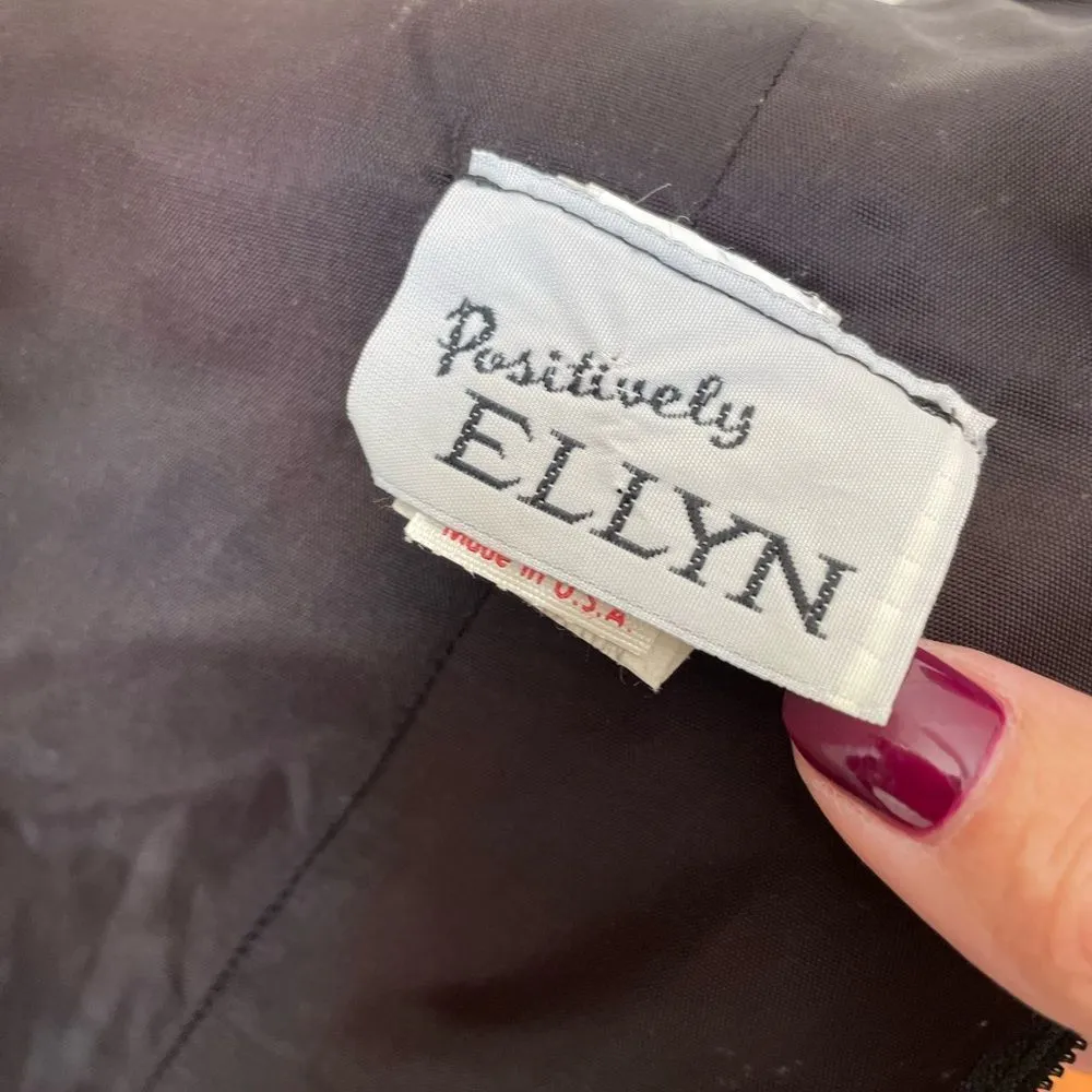 Vintage 80s 90s Off Shoulder Jacquard Short Dress Drama XS Black - Image 11