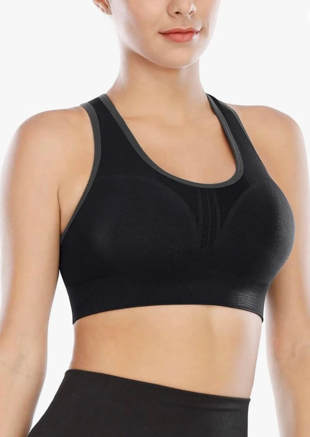 Black/Grey High Impact Racerback Sports Bra - Image 2