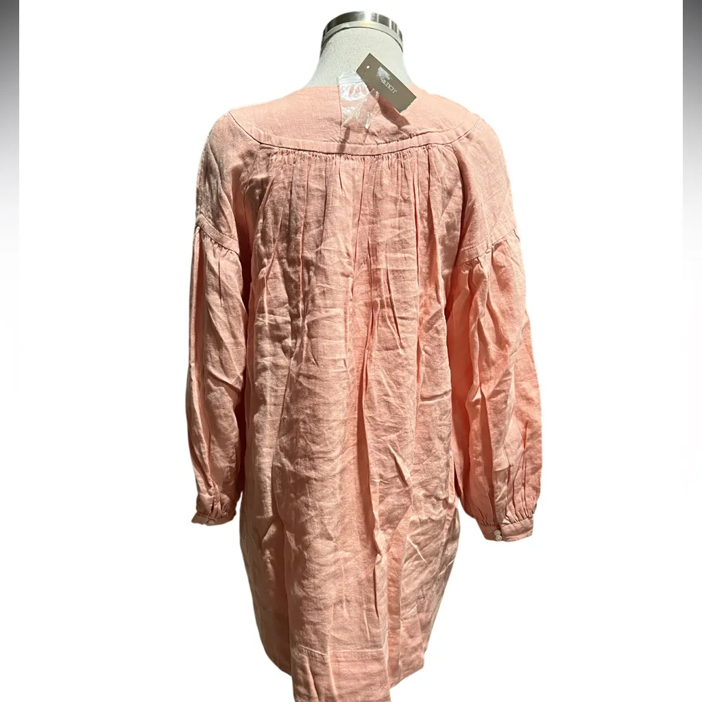 J. Crew Gathered popover dress in linen Peach Clay Size Small NWT - Image 8