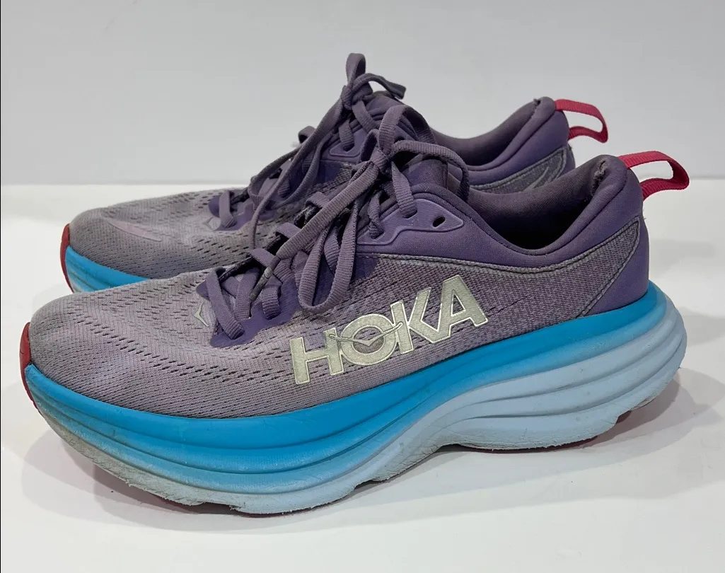 Hoka BONDI 8 Women's USED Running Sneaker Purple US Size 6.5 Medium - Image 1