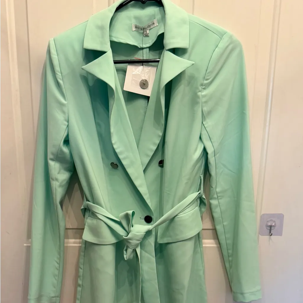 Hot & Delicious Mint Green Belted Blazer - Image 2