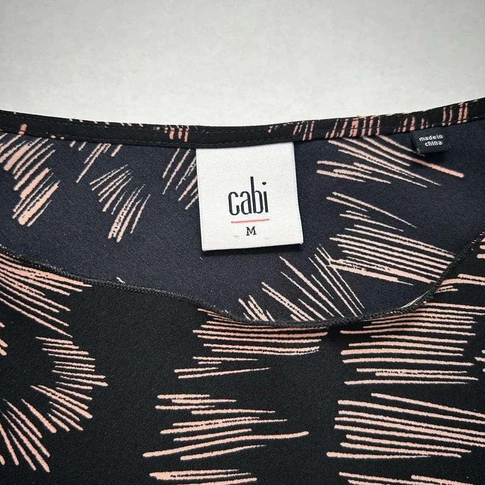 CAbi Women's Black Pink‎ Round Neck Line Drawing Tate Top Medium #3433 - Image 7