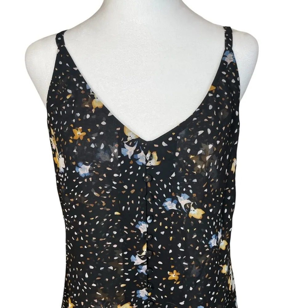 CAbi Cami Floral Cluster Cosmic Sleeveless Small #3606 Tiered Flowy Sheer Top - Image 3