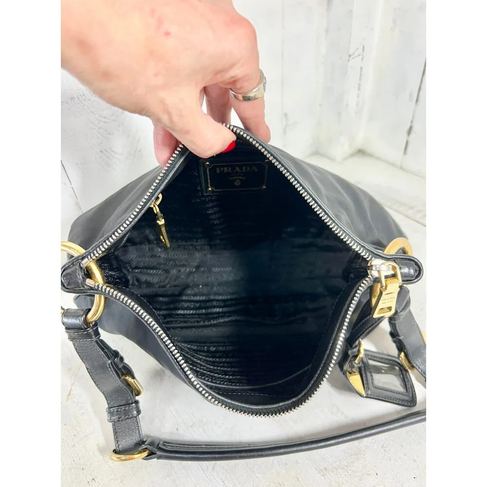 Prada Milano Tessuto Adjustable Single Strap Shoulder Handbag Black - Image 15