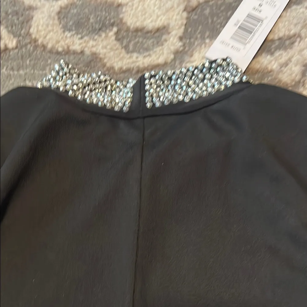 Annalee + Hope Black Sleeveless Dress with Silver Embellished Collar - Image 6