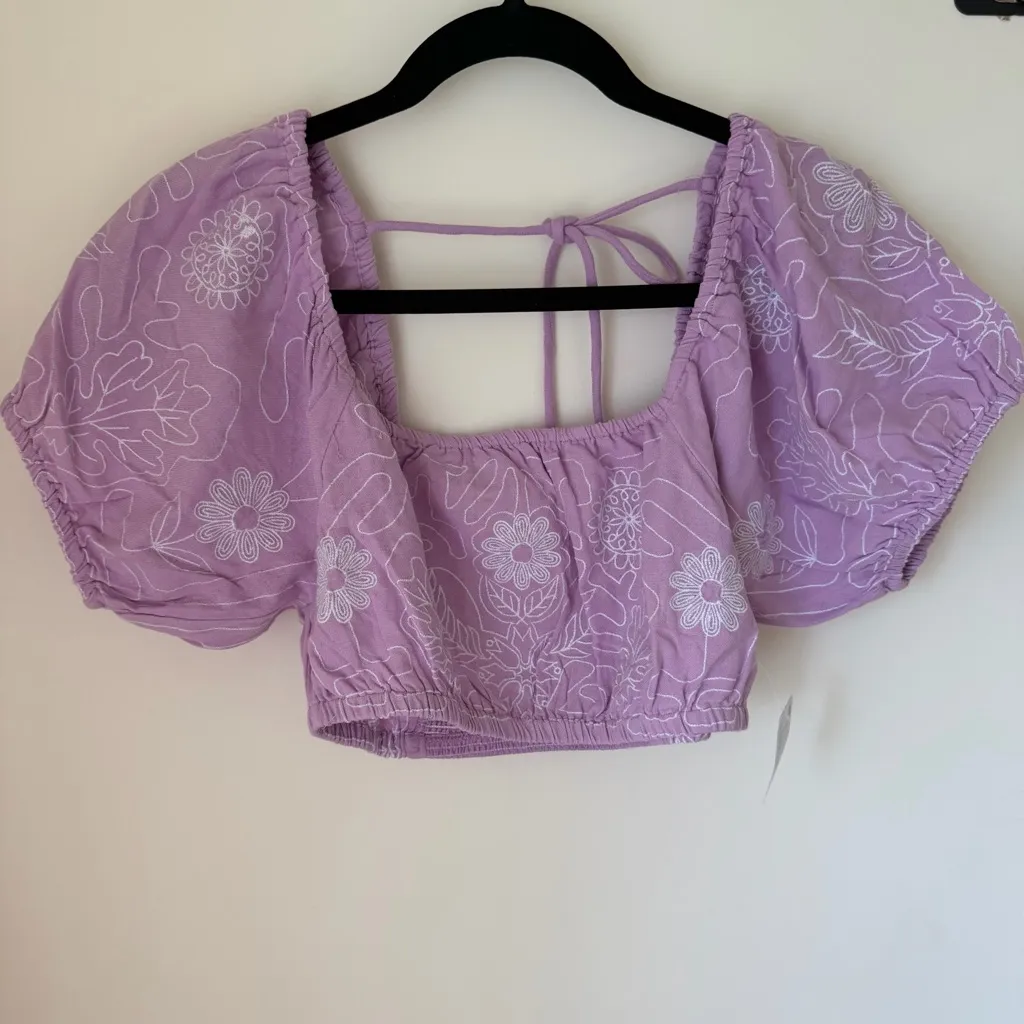 Free People lotus crop top and skirt set in orchid Size S NWT - Image 6