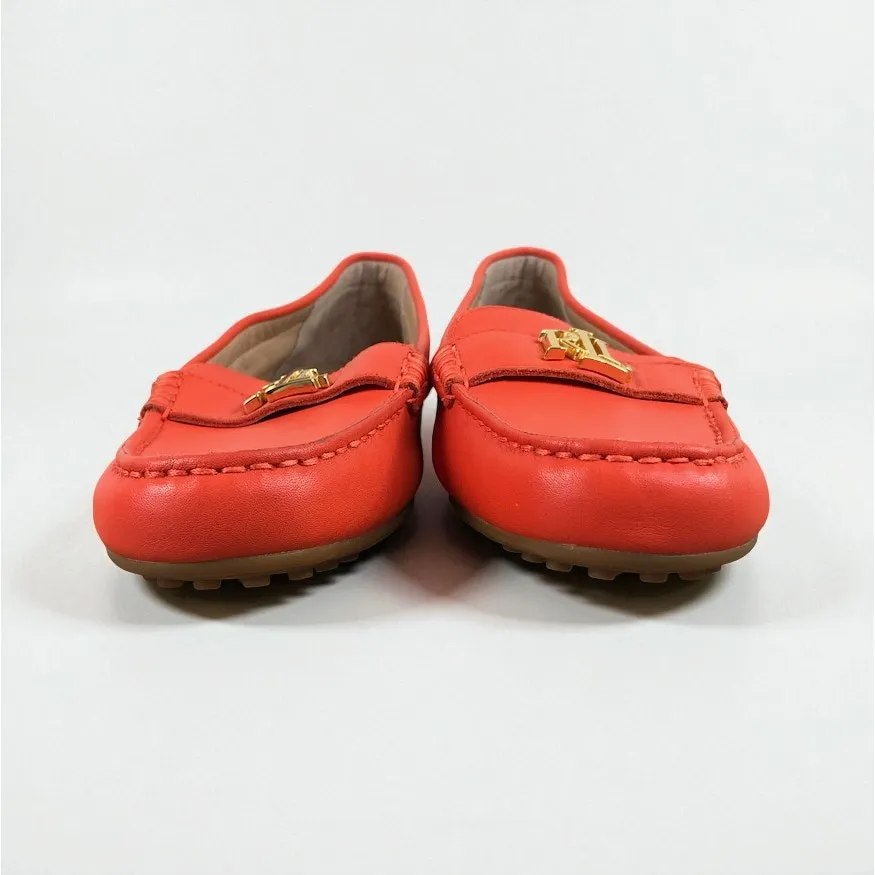 LAUREN RALPH LAUREN Leather Flat Loafer Women 7.5 Red Timeless Classic Work NWOB - Image 5