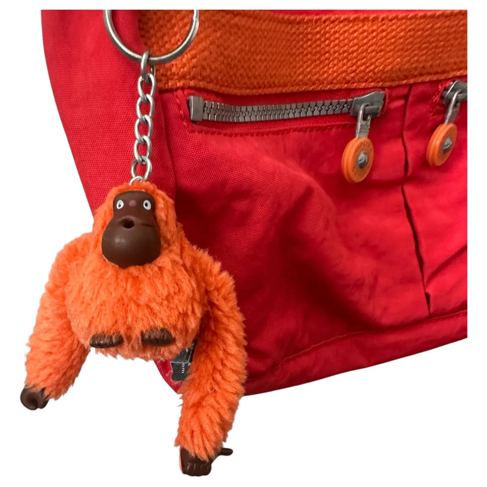 Kipling Pink Orange Crossbody Purse with Original Monkey - Image 4