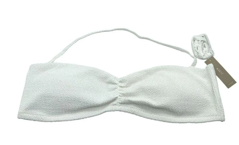 J Crew Scrunchie Sweetheart Bikini Top Halter Removable Strap Textured White 3X - Image 2