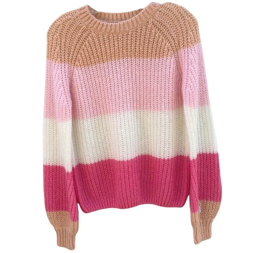 Willow Colorblock Balloon Sleeve Wool Blend Oversized Sweater - Image 2