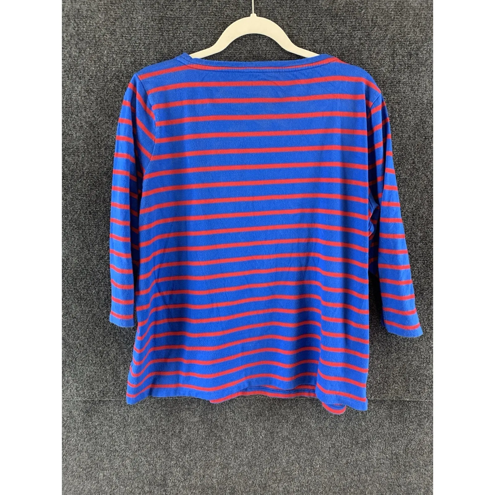 Talbots Women’s T Shirt 3/4 Sleeve Blue Red Stripes Beaded Joyeux Size 2XLP - Image 11