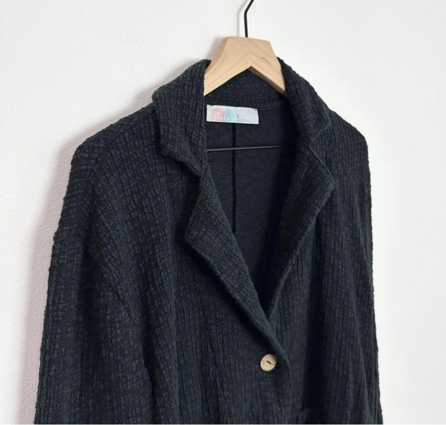 Free People Reign Textured knit Blazer Black Shabby Chic Bohemian size XS - Image 5