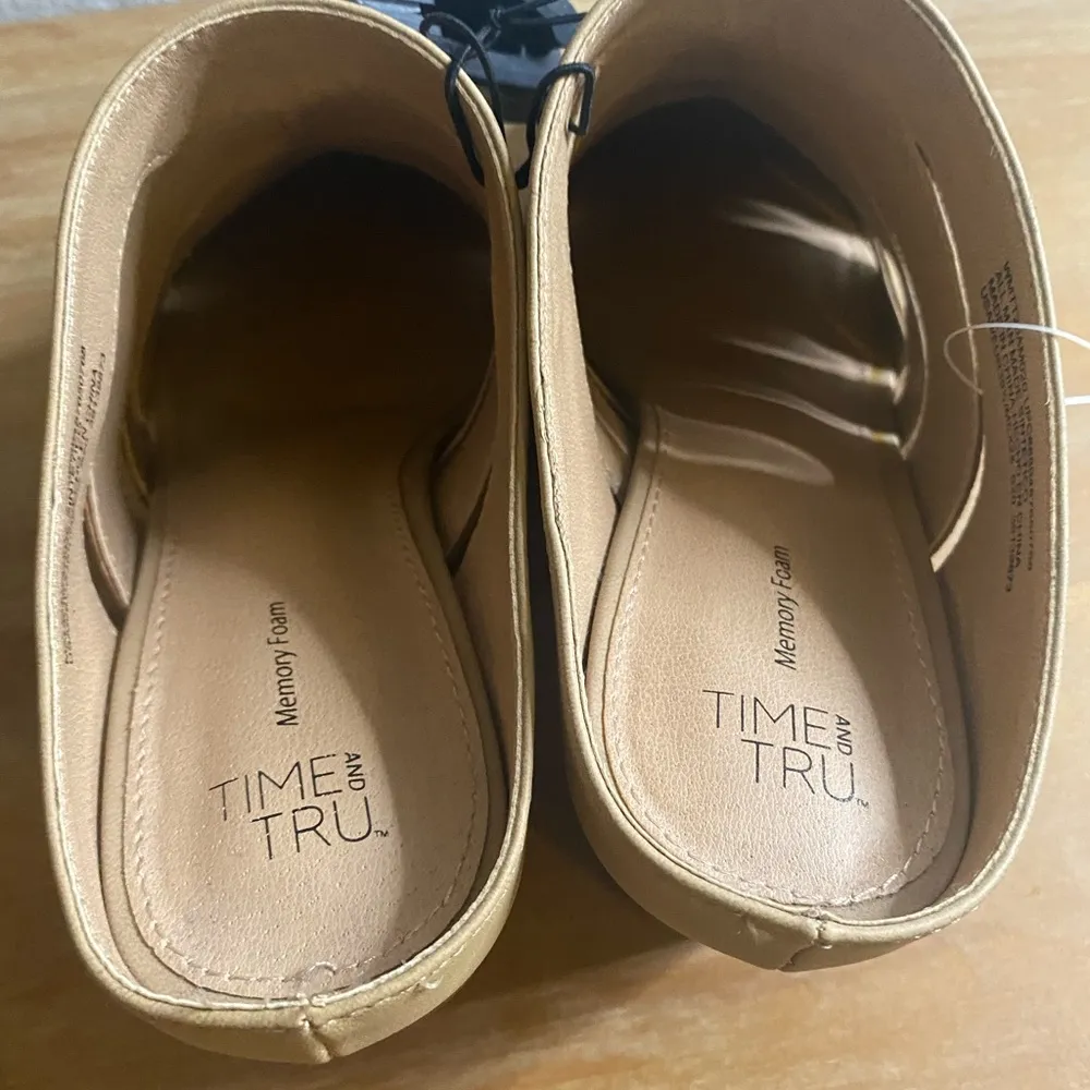 New Women’s Beige tan heeled mules fall Autumn Chunky Block heel shoes size 8 - Image 2