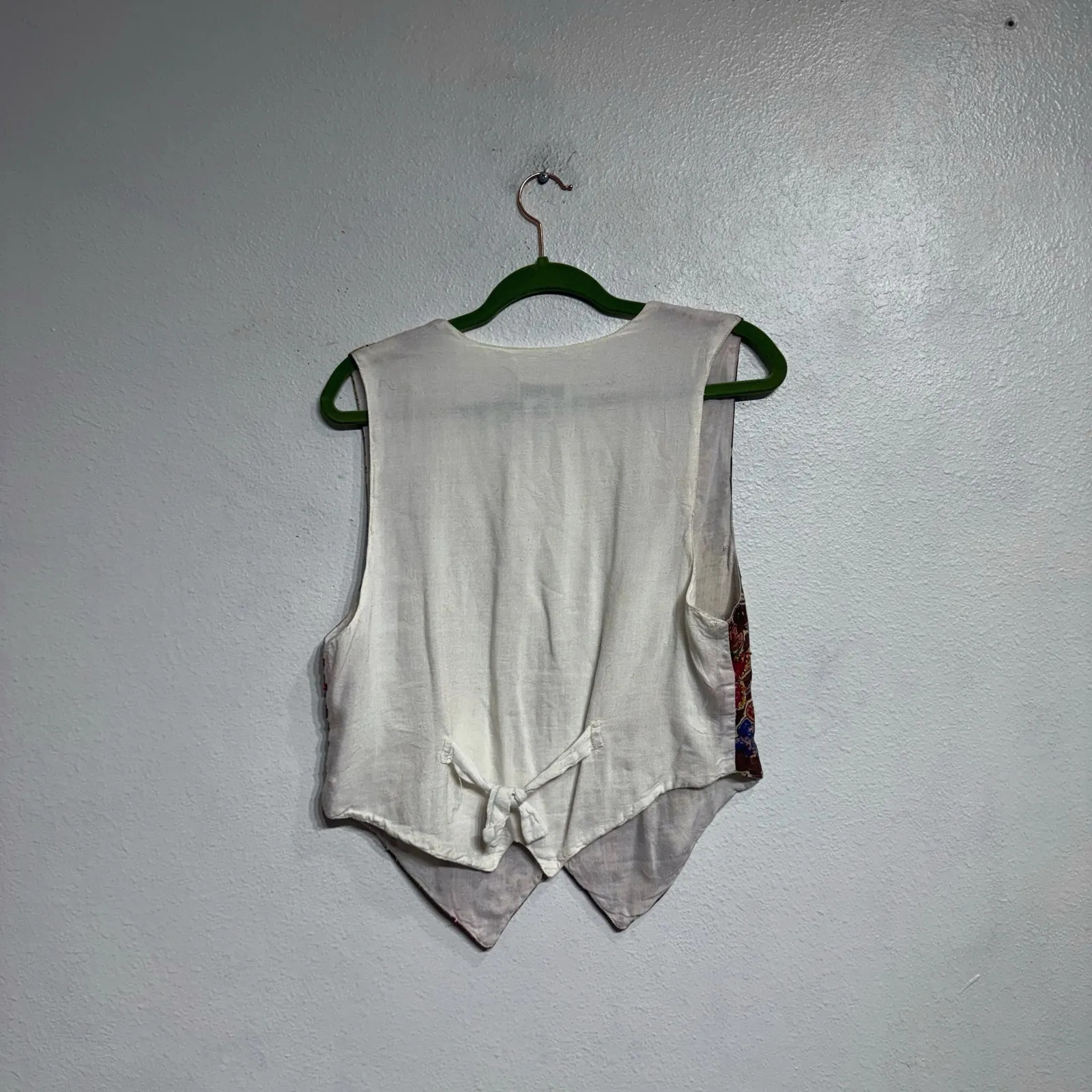 Fashion Passport Floral Beaded Vintage Vest Sz S Brown - Image 8