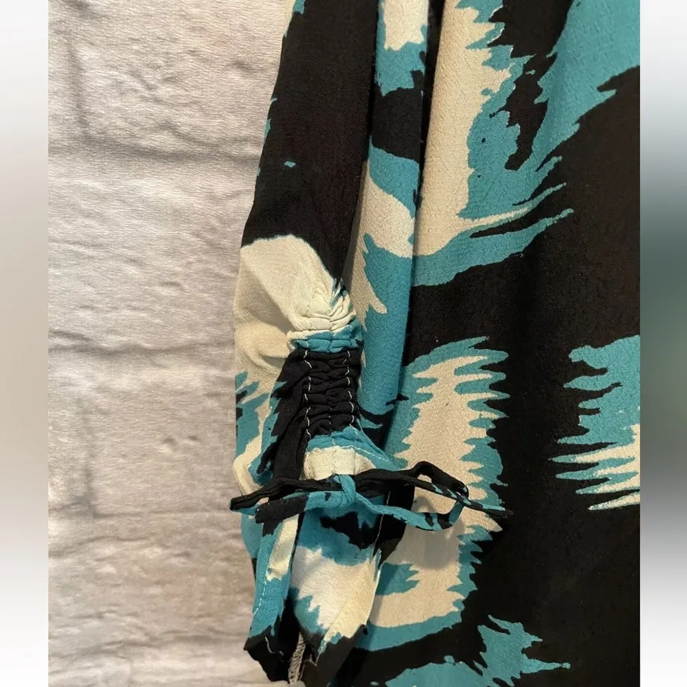 NWT Bel Kazan Women's Aries Shift Dress In Oasis Wind Abstract Print Sz Small Black - Image 5