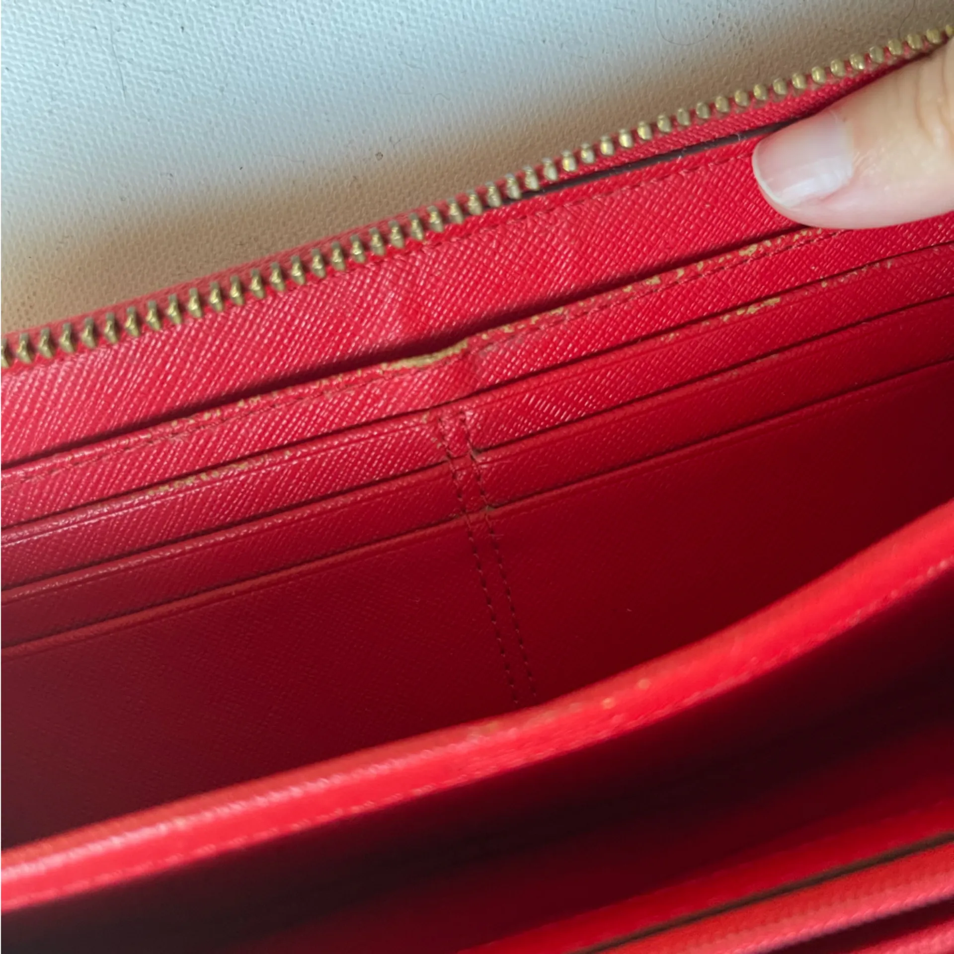 Coach Red Saffiano Leather Long Continental Zippy Wallet ID Cards Pockets - Image 8