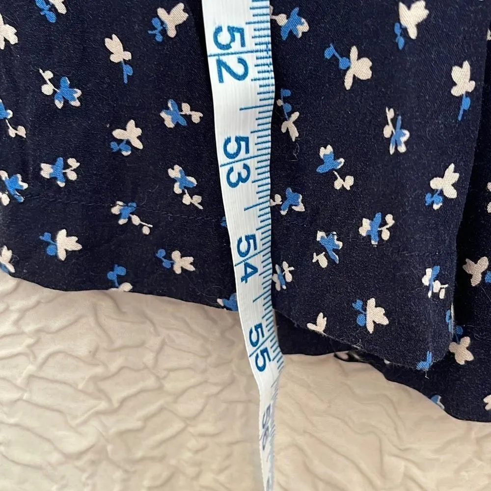 CHAPS Womens Floral Jumpsuit Wide Leg V‎ Neck Tie Waist Blue White Size 6 - Image 8