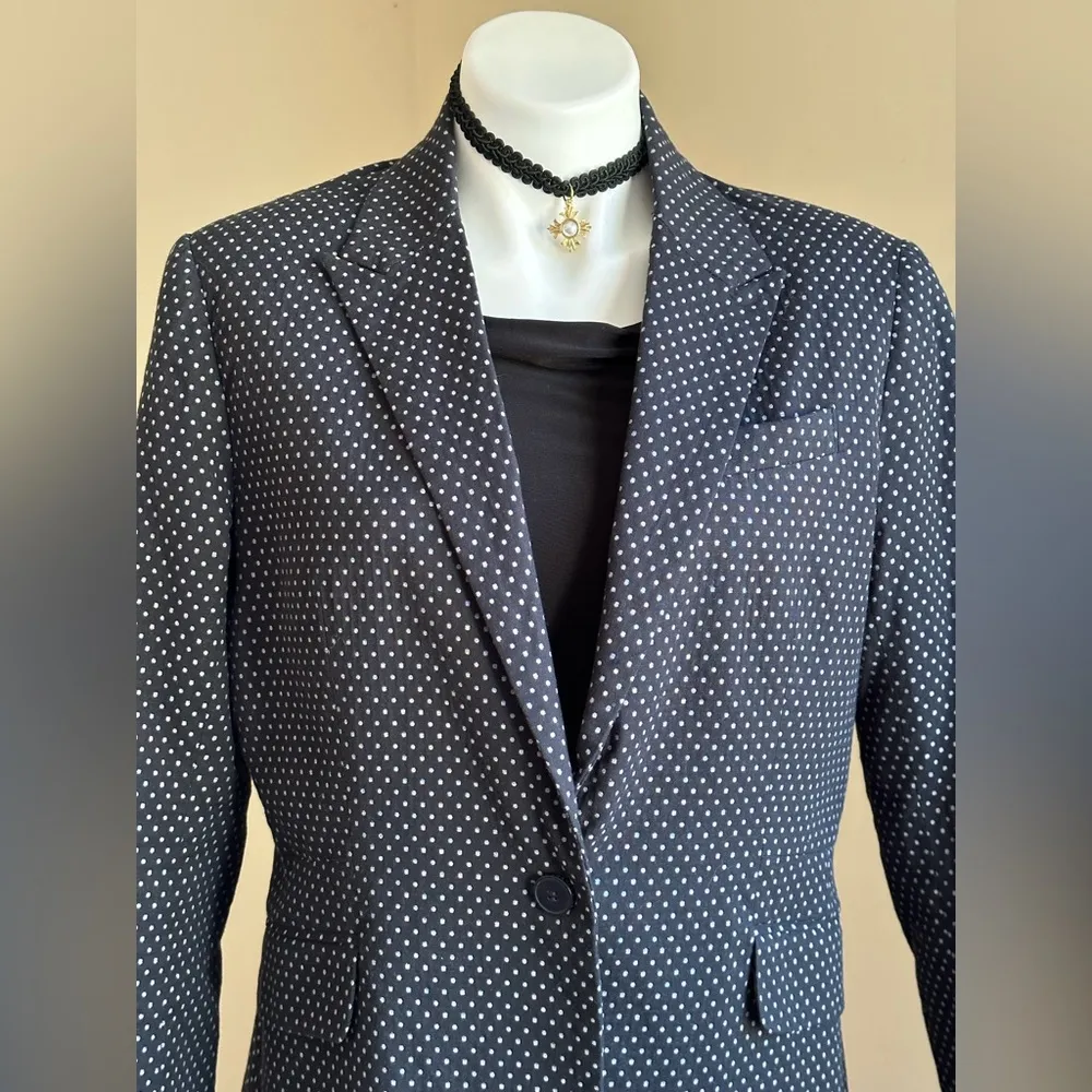 New York & Company Black & White polkadots,1 Button Blazer SZ 14 Good Condition - Image 2
