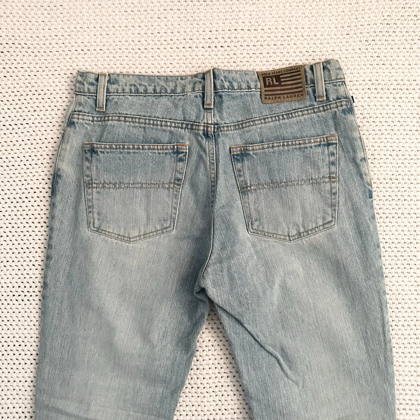 Polo Ralph Lauren Vintage Y2K Light Wash Knee Seam Low Rise Flare Denim Jeans 10 - Image 8