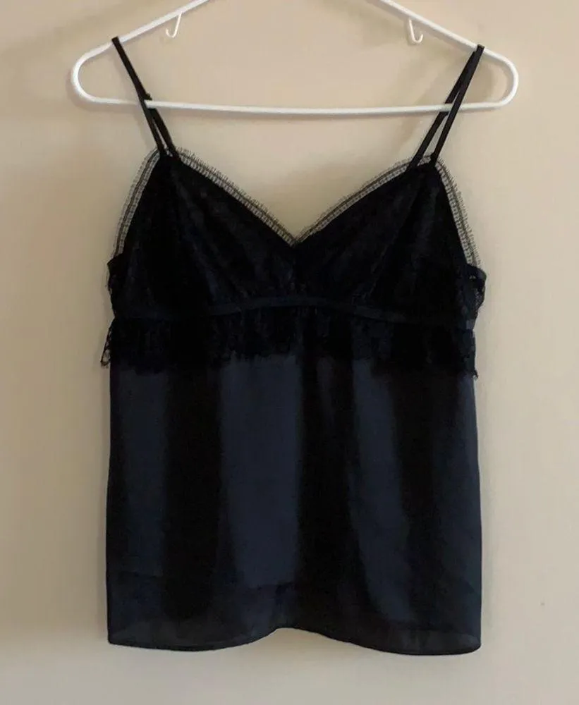 NWOT The Kooples satin lace trim black cami spaghetti strap top - Image 2
