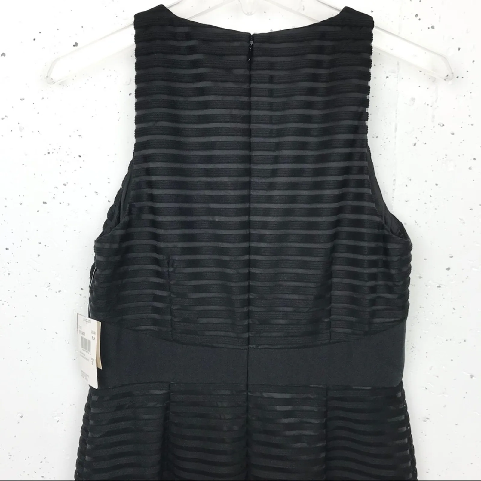 Aiden Mattox Sleeveless Shadow Stripe Dress Jewel Neck Midi Length Black Size 6 - Image 8