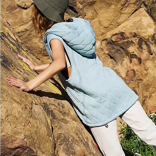 FREE PEOPLE Quilted Zip-Front Vest - Eucalyptus - Image 4