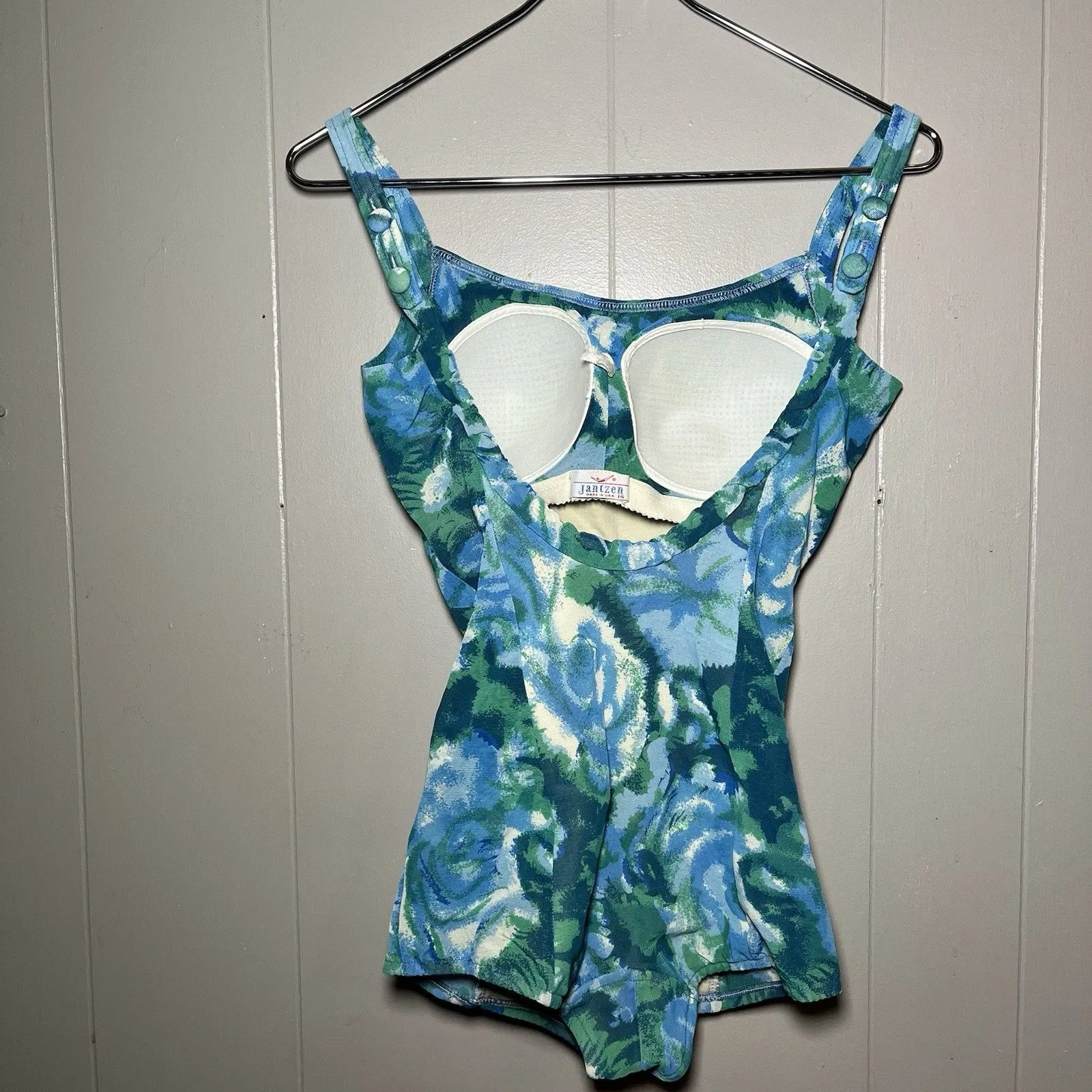 VTG 50s Jantzen Swimsuit One Piece Womens Floral Size 14 Pin Up - Image 3