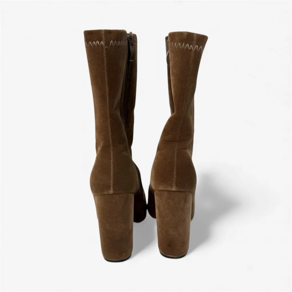 SheIn Brown Velvety Ankle Boots Size 5.5 Pointed Toe  - Image 4