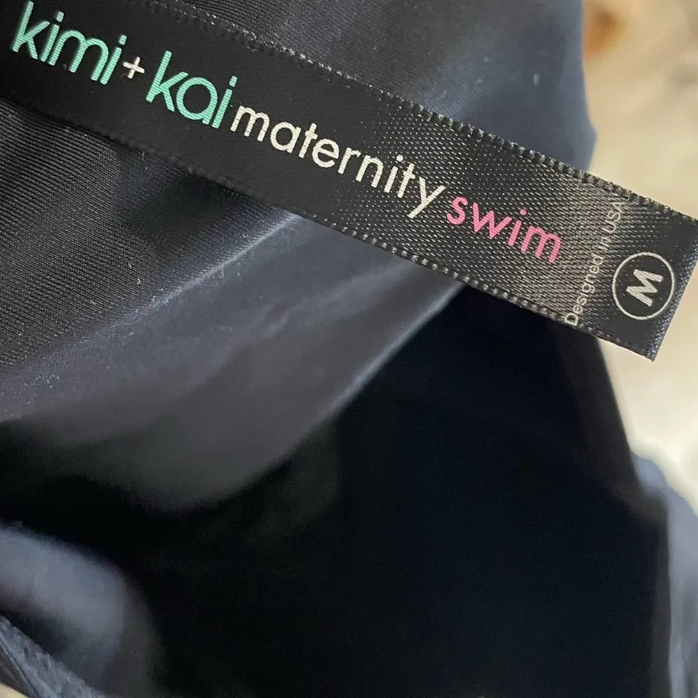 Kimi + Kai Women's Solid Black Tie Back Halter Neck One Piece Swimsuit sz M - Image 5