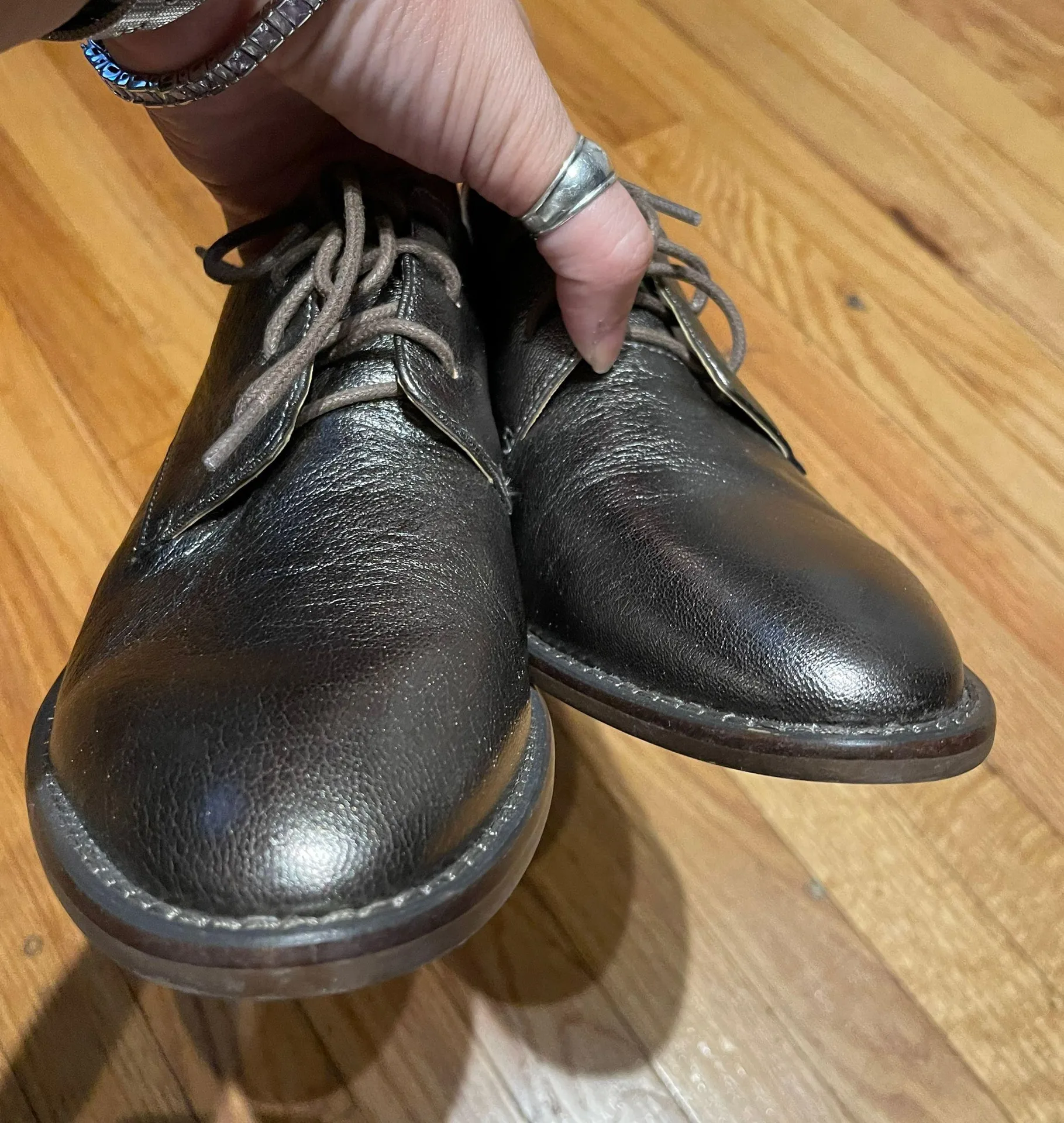 NWOT Leather Metallic Oxfords Derbys Tomboy Lace up casual Dress shoes  - Image 3