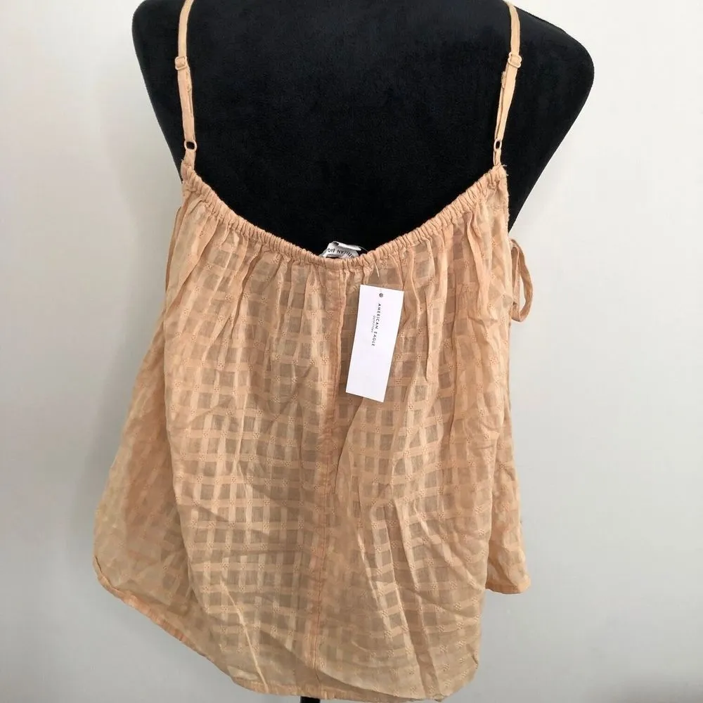 American Eagle Outfitters Womens Crochet Lace Top Peach Sleeveless Size Small‎ - Image 6